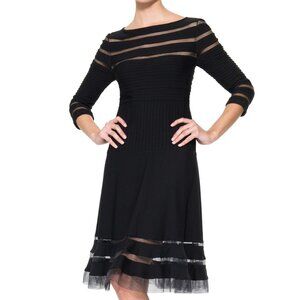 Tadashi Shoji Sexy Cutout Jersey 3/4 Sleeve Cocktail Dress in Black Fit & Flare